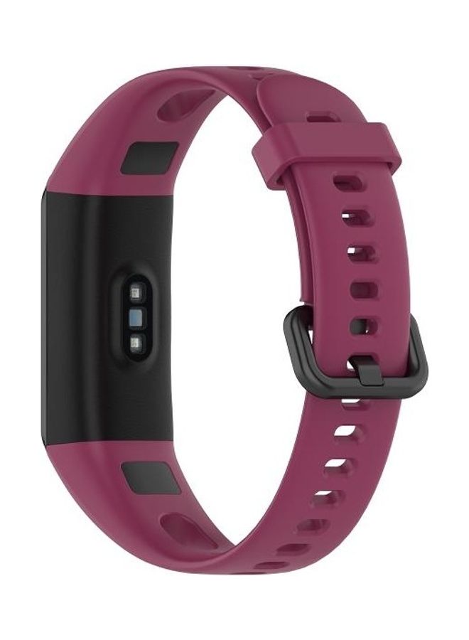 BGM Metal Buckle Silicone Strap For Huawei Honor Band 5i/Band 4 Red Wine - Image 2