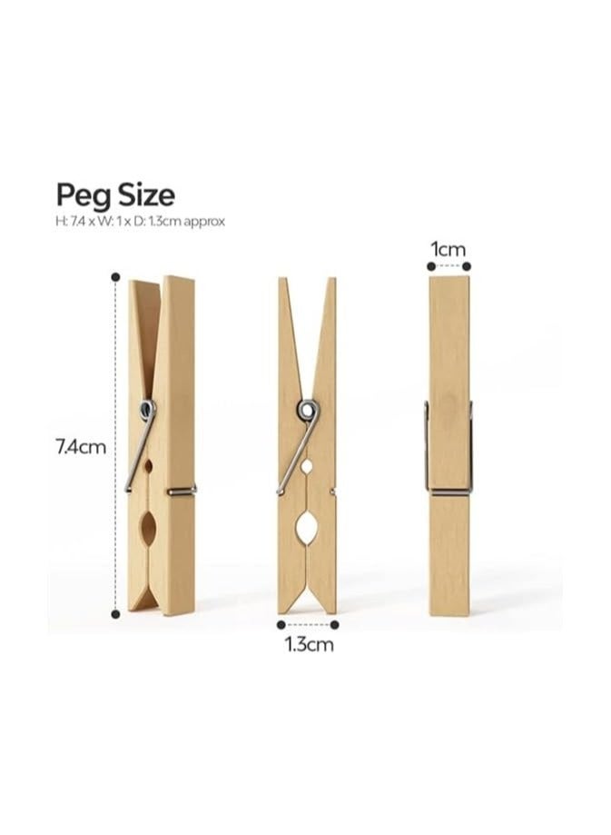 VIO 50 Pcs Wooden Clothes Pegs Rust Stain Resistant Washing Line Strong Durable Laundry Rack Cloth Clips Eco Friendly Strong Grip Bamboo Pegs DIY Projects Crafts for Home Nursery School  - Image 2