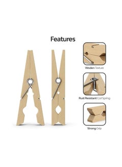 VIO 50 Pcs Wooden Clothes Pegs Rust Stain Resistant Washing Line Strong Durable Laundry Rack Cloth Clips Eco Friendly Strong Grip Bamboo Pegs DIY Projects Crafts for Home Nursery School  - Image 3