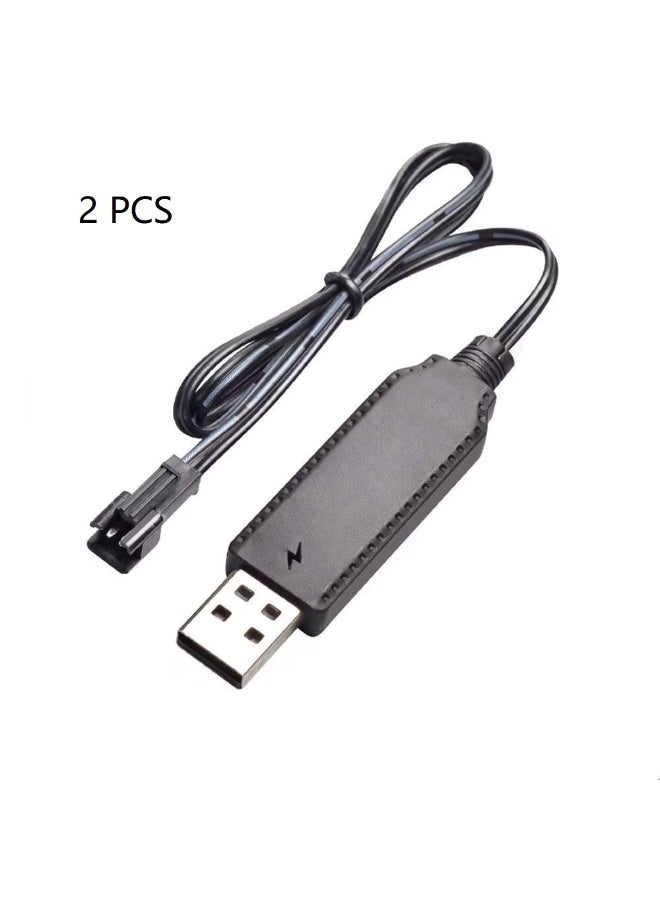 Peachjoy سلك شحن بطارية USB 2 قطعة، 3.6 فولت 3.7 فولت لبطاريات ليثيوم بوليمر القابلة لإعادة الشحن، قابس SM-2، متوافق مع ألعاب التحكم عن بعد، السيارات، الشاحنات، الدبابات، القطارات، القوارب - Image 1