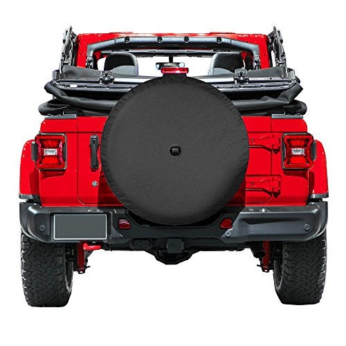 Boomerang - 33" Soft JL Tire Cover for Jeep Wrangler JL (with back-up camera) - Rubicon (2018-2024) - Black Denim Vinyl - Integrated Camera Hood - Image 4
