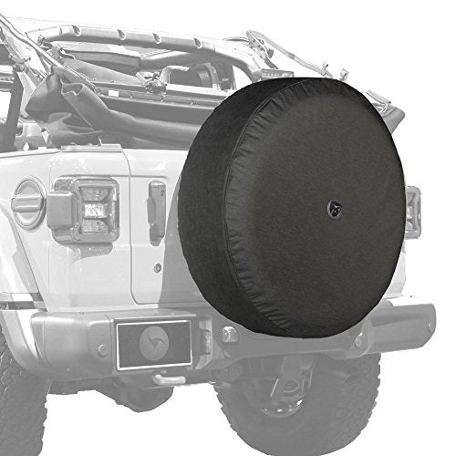 Boomerang - 33" Soft JL Tire Cover for Jeep Wrangler JL (with back-up camera) - Rubicon (2018-2024) - Black Denim Vinyl - Integrated Camera Hood - Image 2