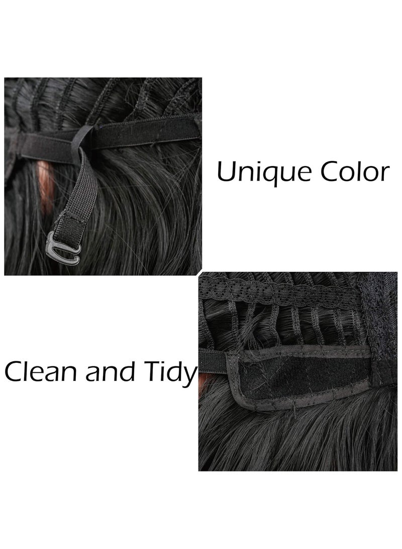 Estelle Water Ripple Wig Headgear Colorful Daily Style Short Hair Fluffy Thin Bangs Wig Headgear Short Curly Hair Wig Dark Brown - Image 4