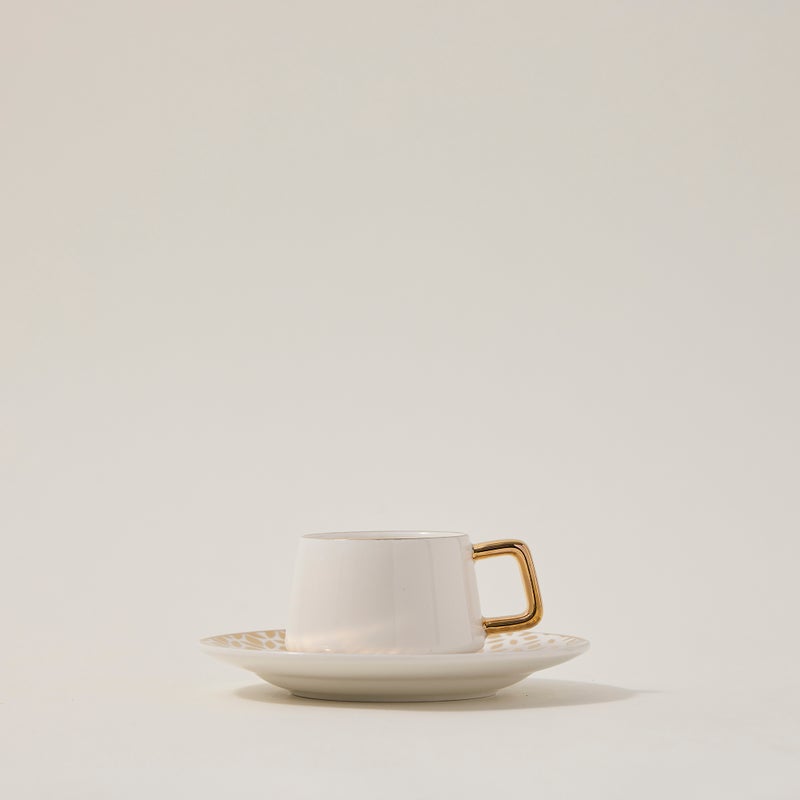 دلتي طقم فناجين قهوة تركي بورسلان لون ذهبي وأبيض 12 قطعة - Image 3