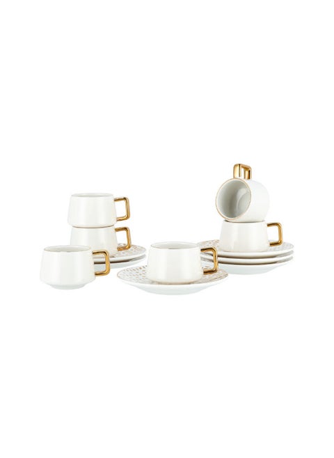 12 Pieces Turkish Coffee Set Porcelain Dutone Golden Fade Serves 6.