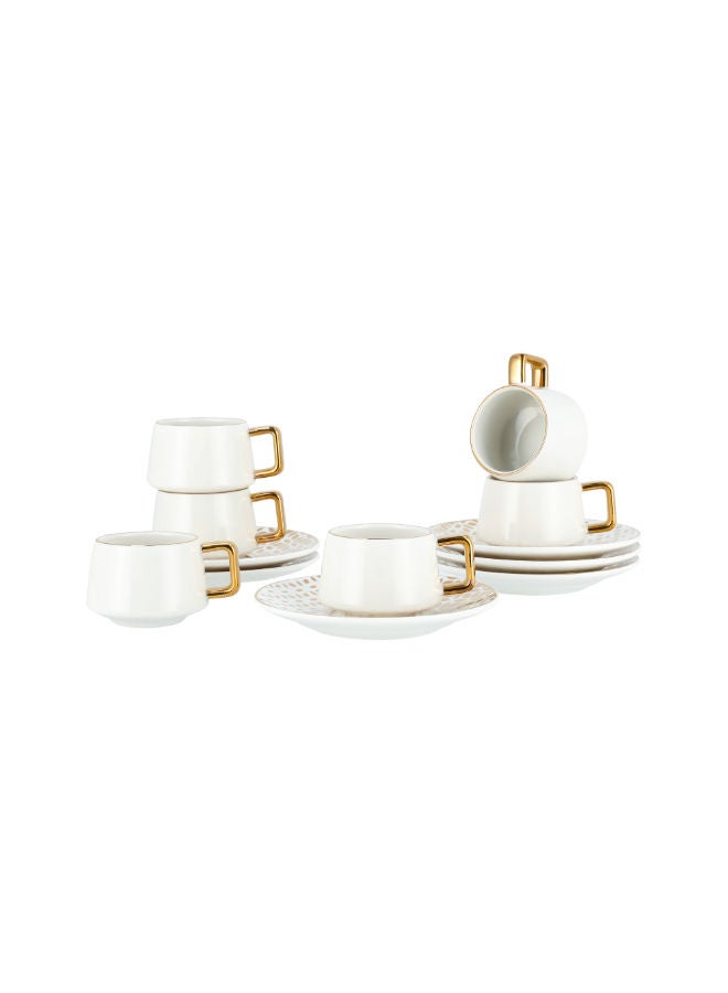 Dallaty 12 Pieces Turkish Coffee Set Porcelain Dutone Golden Fade Serves 6. - Image 1