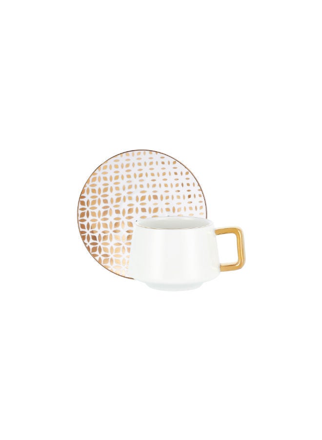 Dallaty 12 Pieces Turkish Coffee Set Porcelain Dutone Golden Fade Serves 6. - Image 3