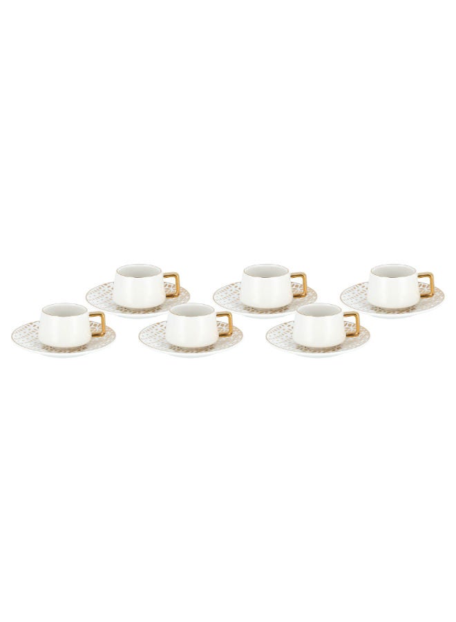 Dallaty 12 Pieces Turkish Coffee Set Porcelain Dutone Golden Fade Serves 6. - Image 2
