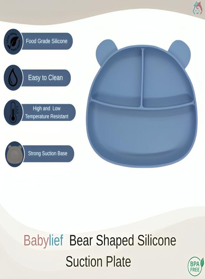 Babylief Baby Feeding Set, Silicone Plate with Suction Base and 2-in-1 (Sippy Cup & Snack Cup) Combo (Powder Blue) - Image 2