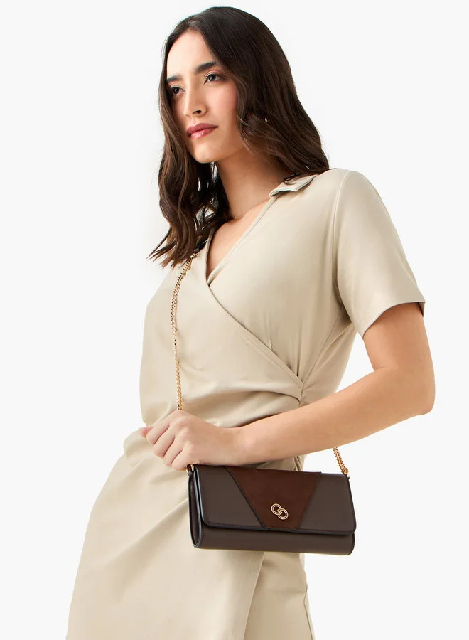 سيليست Suede Crossbody Bag with Button Closure