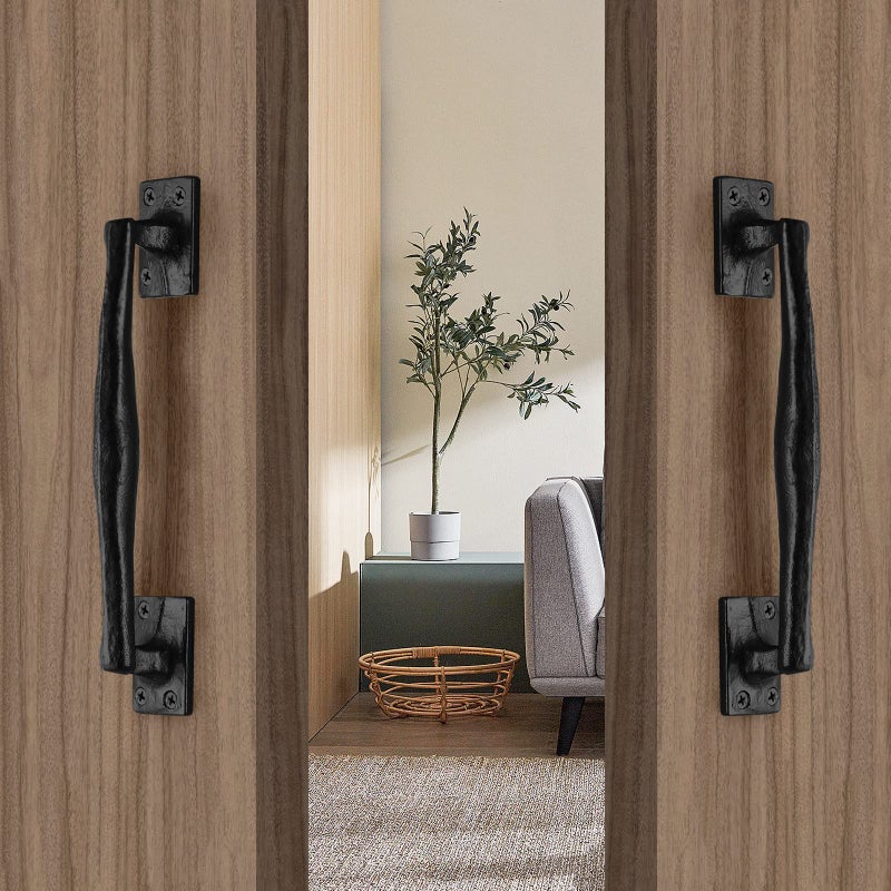 Home Master Hardware 9 3/4 In Large Rustic Gate Handle Cast Iron Sliding Barn Door Handles Vintage Metal Gate Pull Handle Fence Long Cabinet Handles For Garage,Outdoor,Closet,Interior,Black 2 Packs - Image 5