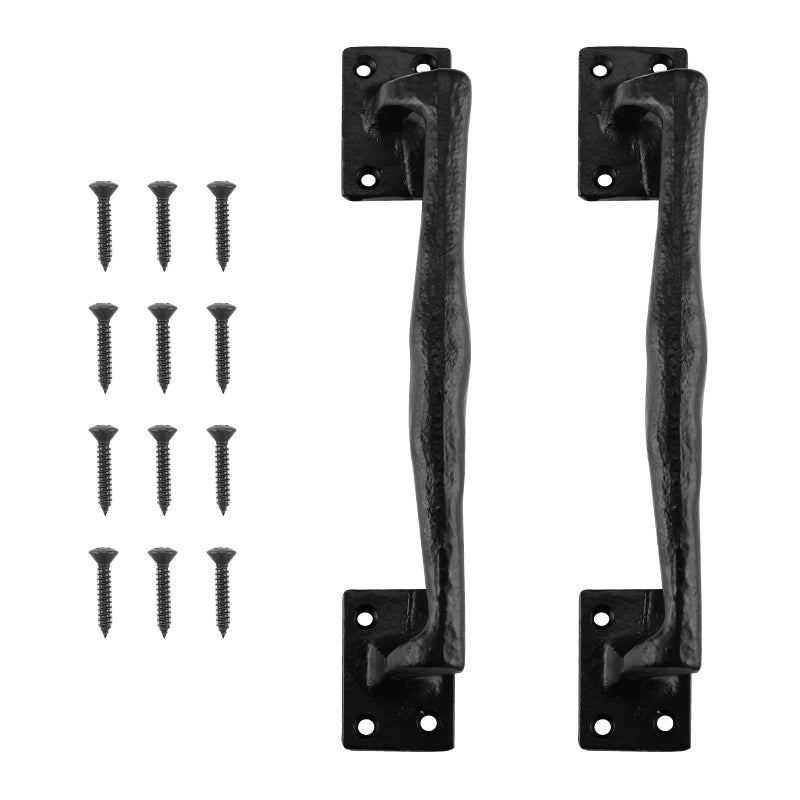 Home Master Hardware 9 3/4 In Large Rustic Gate Handle Cast Iron Sliding Barn Door Handles Vintage Metal Gate Pull Handle Fence Long Cabinet Handles For Garage,Outdoor,Closet,Interior,Black 2 Packs - Image 1