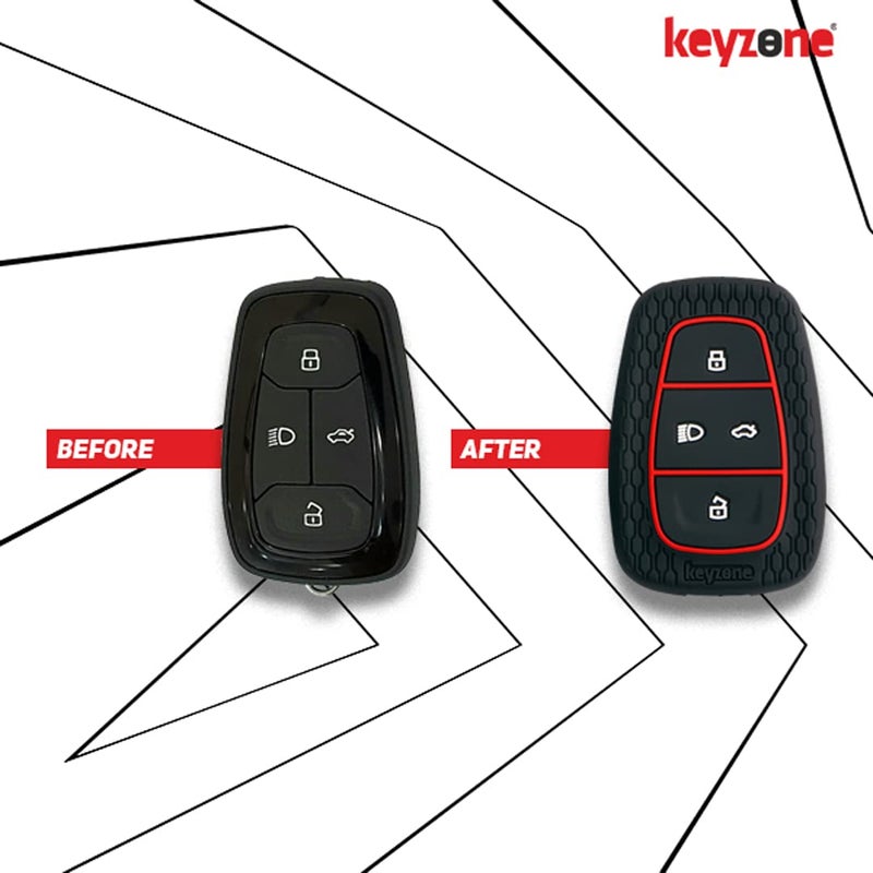 keyzone Striped Silicone Key Cover Compatible forPunch EV,Altroz,Nexon EV,Punch,Tigor EV,Safari,Tiago EV,Nexon,Harrier,Tiago,Tigor 4 Button Smart Key (Green) - Image 5