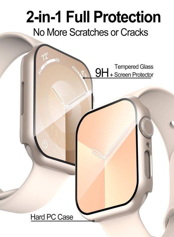 Smiling 2 Pack Case Built in Tempered Glass Screen Protector Compatible with Apple Watch Series 9 2023 /Series 8/Series 7 45mm,Hard PC Case Overall Protective Cover- Starlight - Image 2