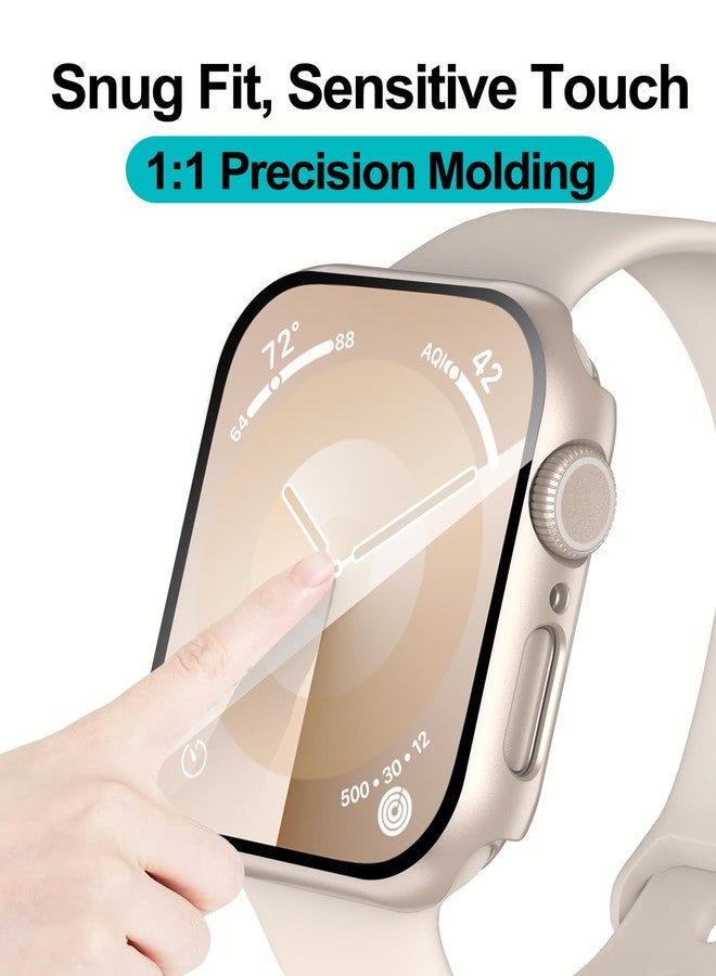 Smiling 2 Pack Case Built in Tempered Glass Screen Protector Compatible with Apple Watch Series 9 2023 /Series 8/Series 7 45mm,Hard PC Case Overall Protective Cover- Starlight - Image 5