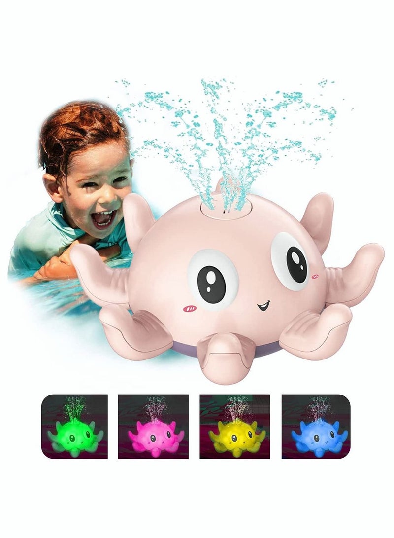 Y&D Bath Toys, Y&D Water Squirt Octopus Toy, Toys with Lamp Electric Automatic Induction Spray Toy Musical (Pink) - Image 1