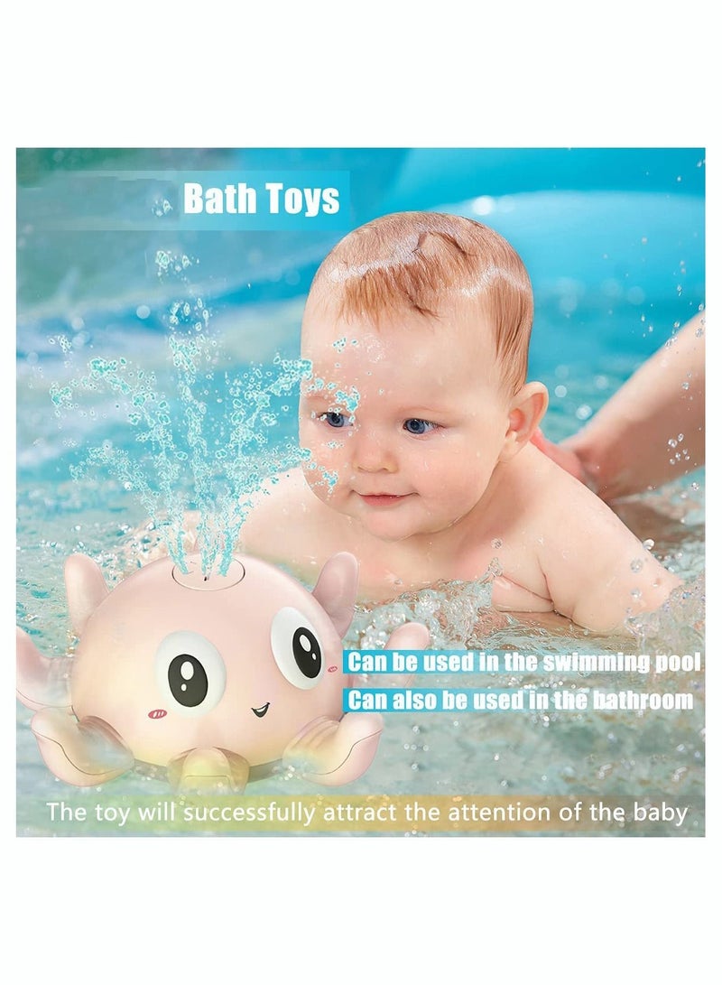 Y&D Bath Toys, Y&D Water Squirt Octopus Toy, Toys with Lamp Electric Automatic Induction Spray Toy Musical (Pink) - Image 2