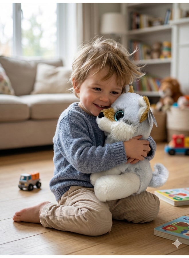 Fluffmals لعبة حيوانات محشوة فلوفمالز - هسكي قطبي 23 سم 15 سم | لعبة محشوة صغيرة لطيفة للأطفال | محشوة ناعمة للغاية وقابلة للعناق | لعبة ناعمة مناسبة للسفر للأطفال والرضع - Image 3