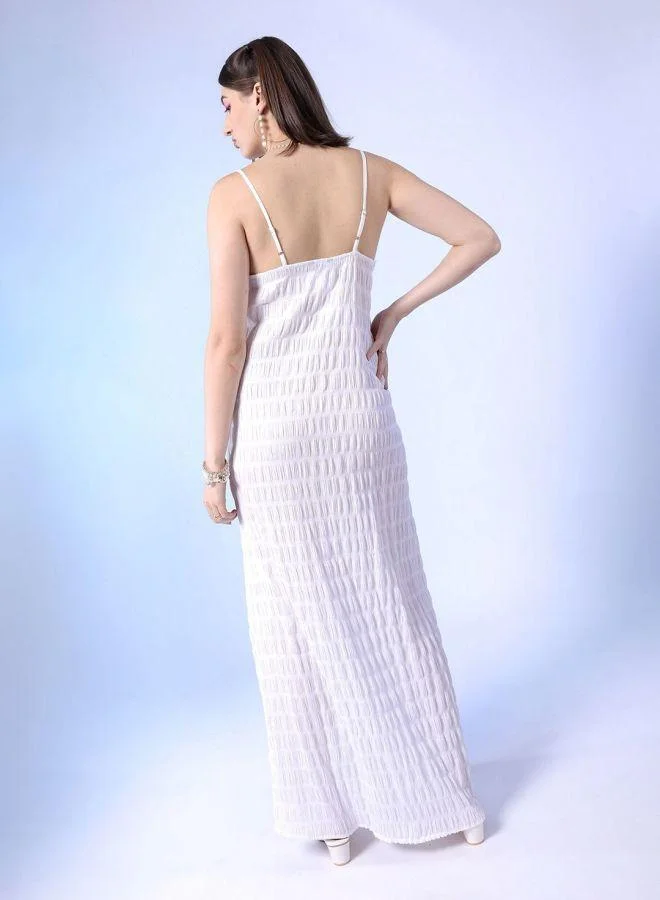 مرفوعة Women Fit and Flared Casual Solid Long Dress
