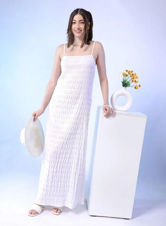 مرفوعة Women Fit and Flared Casual Solid Long Dress