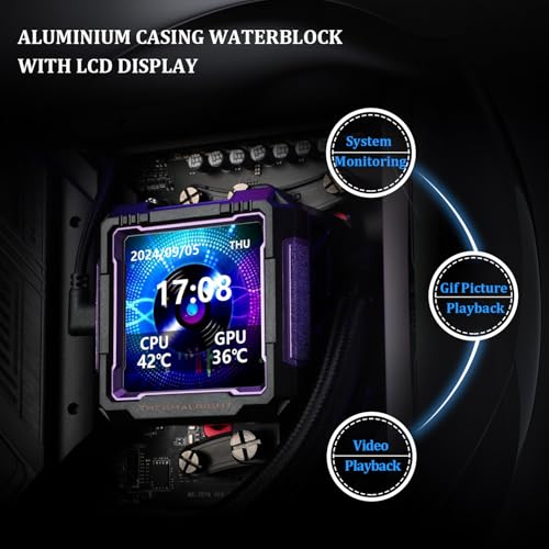 Thermalright FW PRO 360 ARGB Black CPU Water Cooler with PWM Fan, 2000RPM Speeds,IPS LCD Screen with 320 * 320 Resolution,Liquid CPU Cooler,for AM5/Intel 1851/1700,2.73inch Display Screen - Image 5