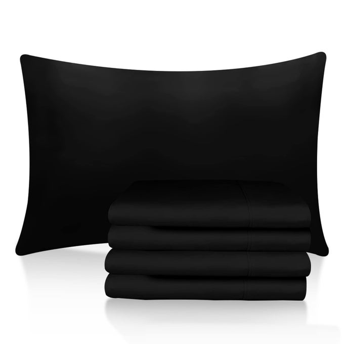PILLOW CASES 4 PACK MICROFIBER LUXURY PILLOW CASESPILLOW PROTECTORS HOTEL QUALITY FABRIC WRINKLE FREE PILLOWCASE 4 PACK STANDARD SIZE 75X50 CM BLACK