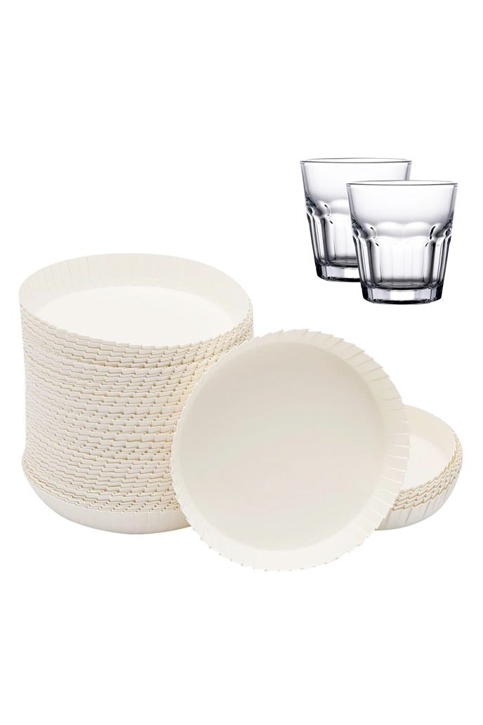 100pcs Disposable Paper Cup Cover, White Coffee Cup Cover, Hot Cup Lids for Home Kitchen Cafe Parties Wedding Hotel Bars - Image 1