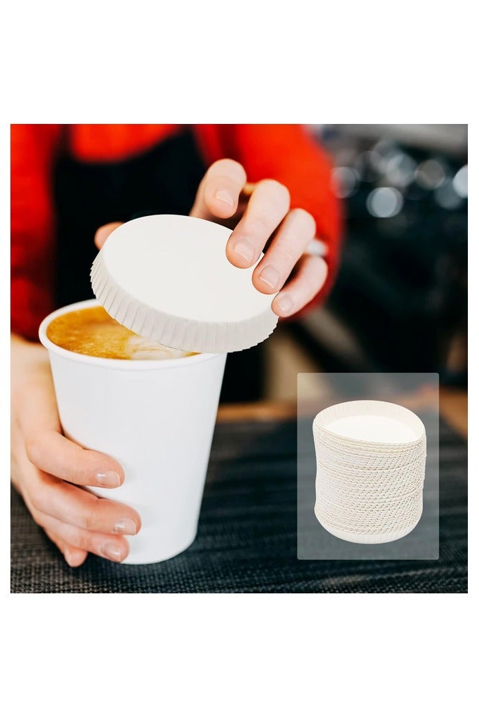 100pcs Disposable Paper Cup Cover, White Coffee Cup Cover, Hot Cup Lids for Home Kitchen Cafe Parties Wedding Hotel Bars - Image 3
