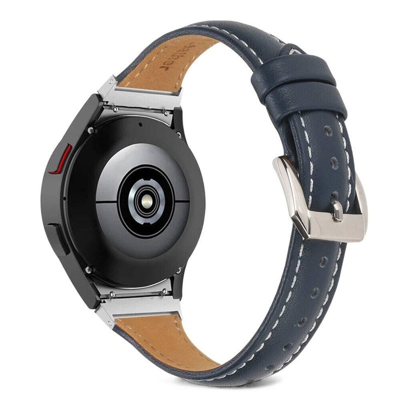 Adjustable Leather Classic Strap Smartwatch Band Compatible with Samsung Galaxy Watch 5 Pro with Fit Replacement Strap in Blue - Image 1