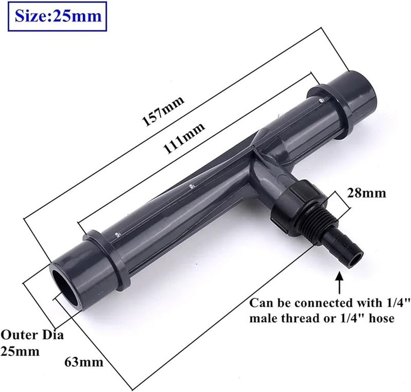 1 قطعة حاقن سماد فينتوري لنظام ري الحديقة 1/4 إلى 2 بوصة خيط خارجي ذكر القطر الخارجي 25 مم - Image 3