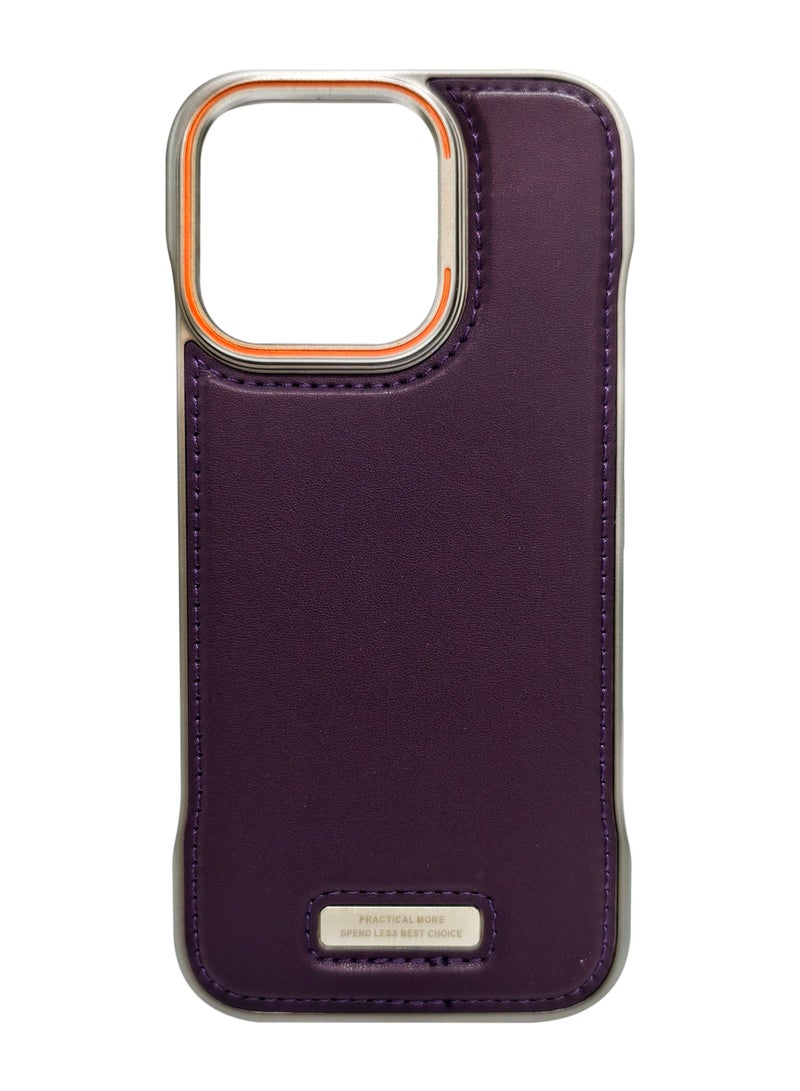 Premium Leather Frameless Case For Iphone 15 Pro Max Purple - Image 1