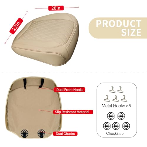 BEITK 1 Pack Leather Front Car Seat Cover Bottom Car Seat AntiSlip and Full Wrap Driver Car Seat Protectors Luxury Waterproof Bottom Auto Seat Cushion Pad Mat for Most VehiclesYellow Beige - Image 3