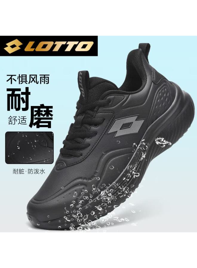 Lotto Men's Running Shoes Spring Autumn Leather Casual Shock Absorption Lightweight Professional Sports Shoes 1169 Black Size 40 - Image 1