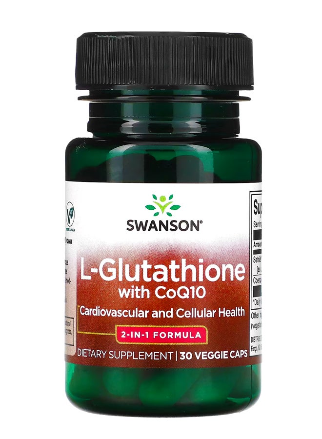 سوانسون ل-جلوتاثيون مع الإنزيم المساعد Q10 ، 30 كبسولة نباتية