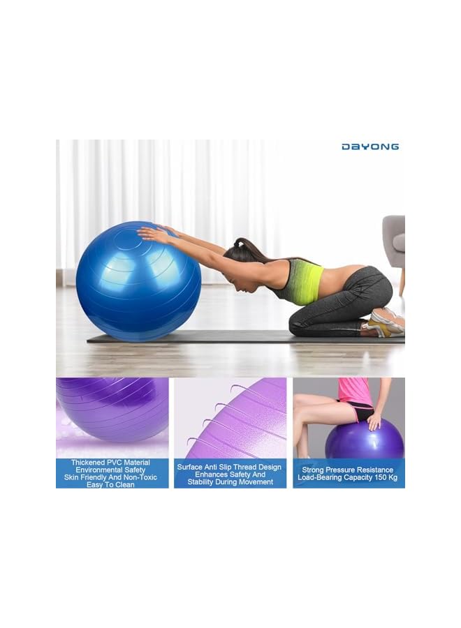 DAYONG Anti-Burst Exercise Ball, Yoga Fitness Ball With Air Pump For Adult And Kids, Thickened Stability Balance Ball For Yoga, Pilates, Kids Sensory Training, Core Strengthening. - Image 3