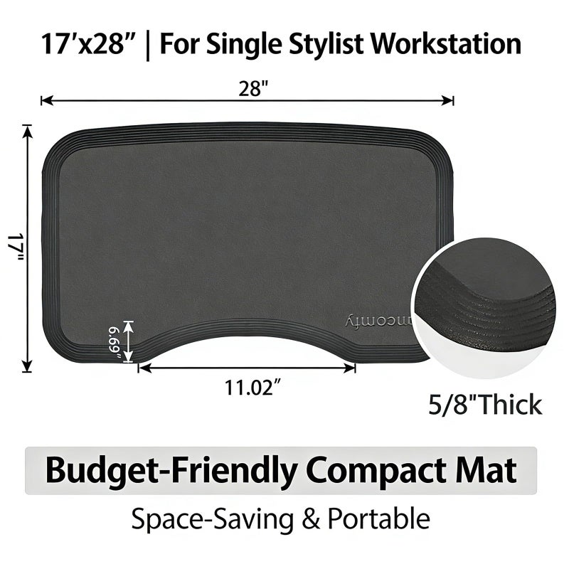 Amcomfy 17''x28'' Small Anti Fatigue Salon Mat for Single Hair Stylist - Anti-Slip Antique Series Barber Shop Chair Floor Mat (5/8'' Thick, Black) - Compact & Budget-Friendly - Image 2