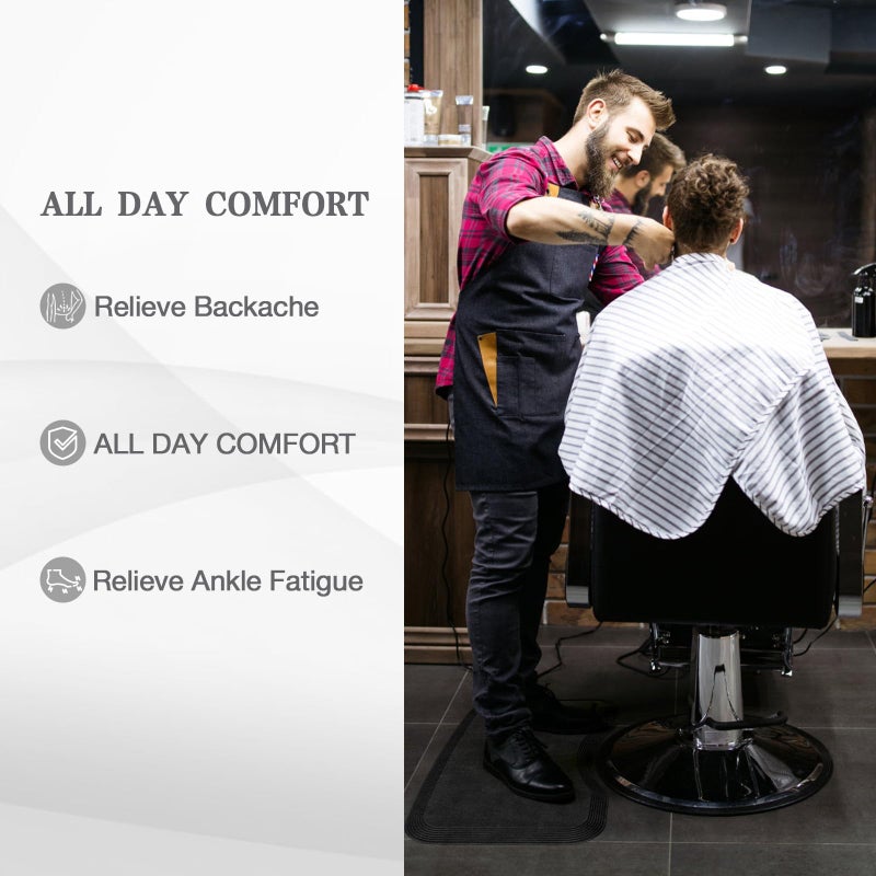 Amcomfy 17''x28'' Small Anti Fatigue Salon Mat for Single Hair Stylist - Anti-Slip Antique Series Barber Shop Chair Floor Mat (5/8'' Thick, Black) - Compact & Budget-Friendly - Image 3