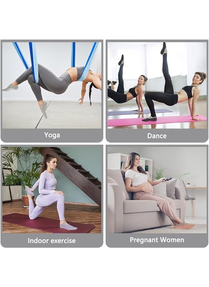 KCDMBUE 4 Pairs Non-Slip Yoga Socks with Straps, Cotton Grip Socks for Women, Pilates Socks for Ballet, Barre, Dance, Workout, Fitness, Barefoot Exercise, Sweat Absorbing (Style 1)  - Image 4
