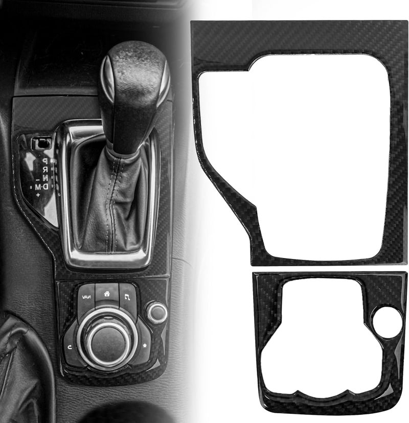 BuleVina Carbon Fiber Gear Shift Panel Cover for Mazda 3 - Image 1