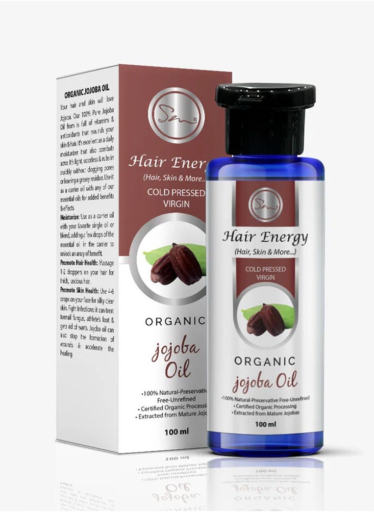 هير إنيرجي زيت الجوجوبا العضوي من Hair Energy | زيت بكر معصور على البارد | طبيعي 100% | خالٍ من المواد الحافظة | غير مكرر | معالجة عضوية معتمدة | مستخرج من الجوجوبا الناضجة | مرطب للبشرة والشعر | 100 مل  - Image 1