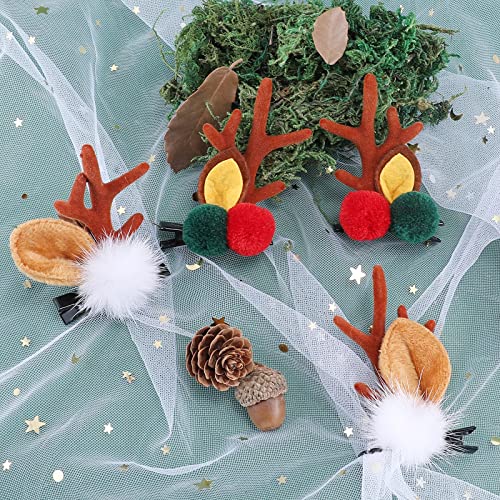 Boobeen Christmas Hair Clip - 2 Pairs Cute Reindeer Antlers Ears Hair Accessory Antlers Headdress Hairpin for Christmas Party - Image 3