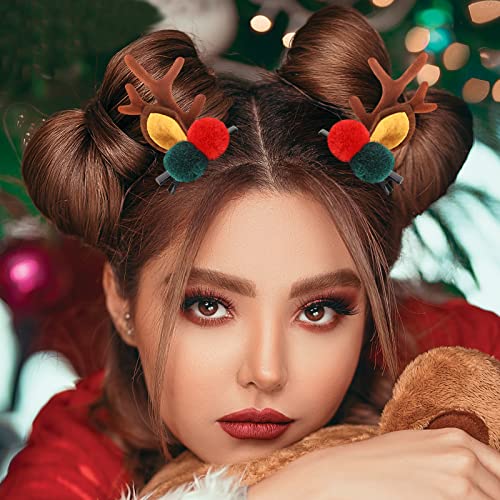 Boobeen Christmas Hair Clip - 2 Pairs Cute Reindeer Antlers Ears Hair Accessory Antlers Headdress Hairpin for Christmas Party - Image 4