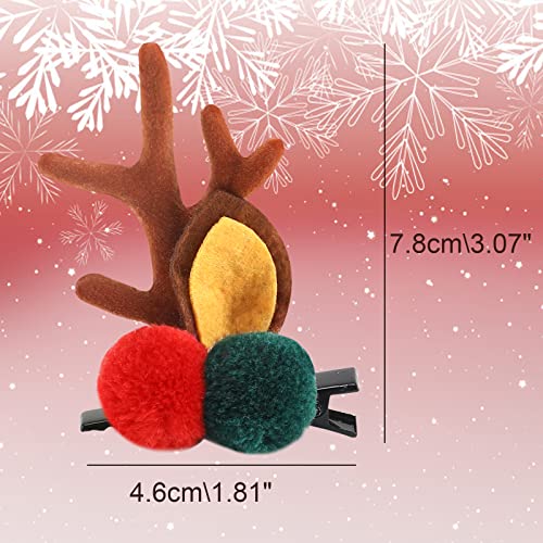 Boobeen Christmas Hair Clip - 2 Pairs Cute Reindeer Antlers Ears Hair Accessory Antlers Headdress Hairpin for Christmas Party - Image 2