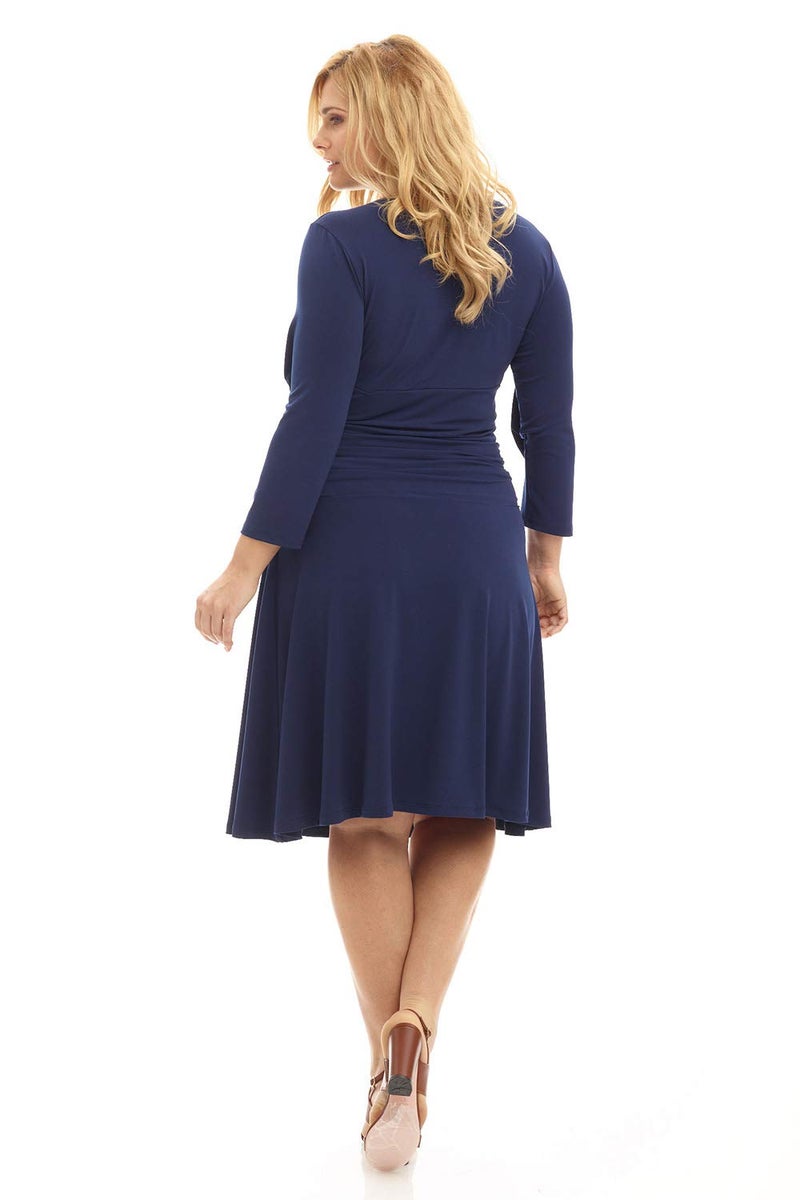 Rekucci Curvy Fit Plus Size Women's Slimming 3/4 Sleeve Tummy Control Dress (20W, Navy) - Image 5