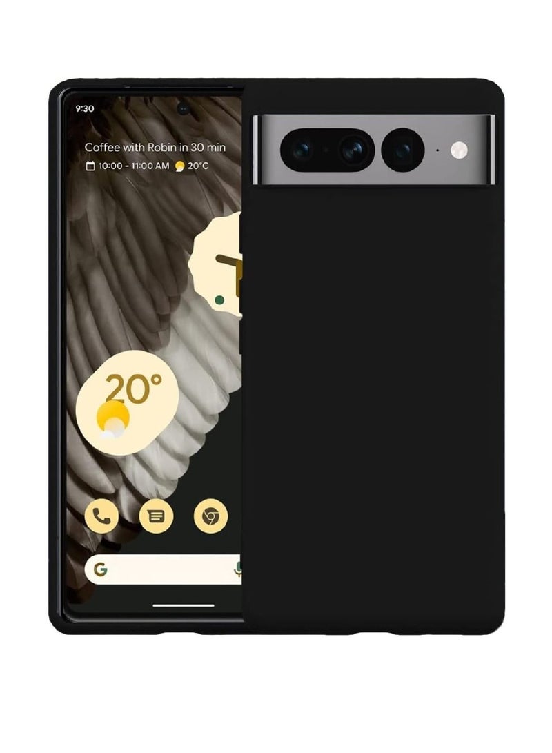 Olliwon Protective Soft Microfiber Lining Silicone Gel Rubber Case Cover For Google Pixel 7 Pro 5G Black - Image 1