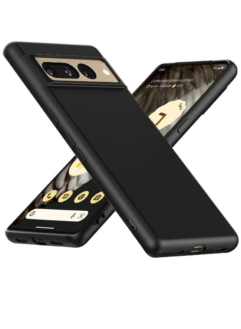 Olliwon Protective Soft Microfiber Lining Silicone Gel Rubber Case Cover For Google Pixel 7 Pro 5G Black - Image 2