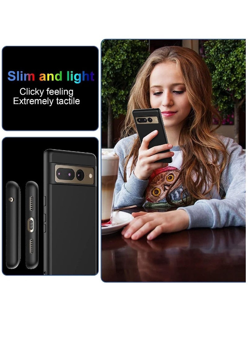 Olliwon Protective Soft Microfiber Lining Silicone Gel Rubber Case Cover For Google Pixel 7 Pro 5G Black - Image 5