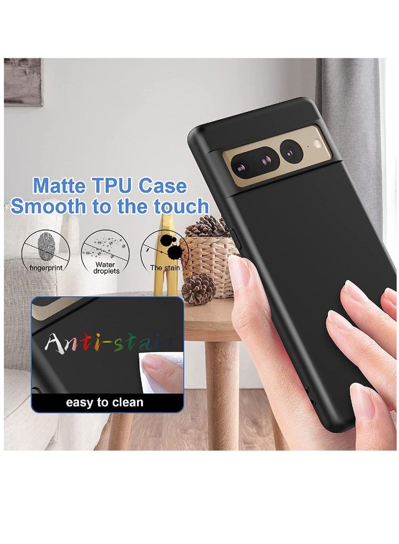 Olliwon Protective Soft Microfiber Lining Silicone Gel Rubber Case Cover For Google Pixel 7 Pro 5G Black - Image 3