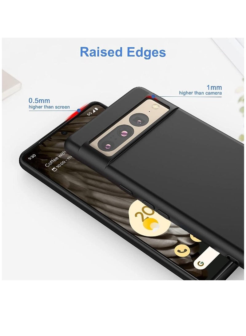Olliwon Protective Soft Microfiber Lining Silicone Gel Rubber Case Cover For Google Pixel 7 Pro 5G Black - Image 4