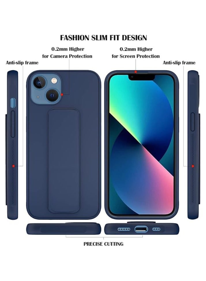 غطاء حافظة لهاتف iPhone 15 Plus مع حامل هاتف بإصبع للسيارة، غطاء خلفي مقاوم للصدمات متعدد الوظائف 3 في 1، جراب واقٍ لهاتف iPhone 15+، أزرق - Image 3